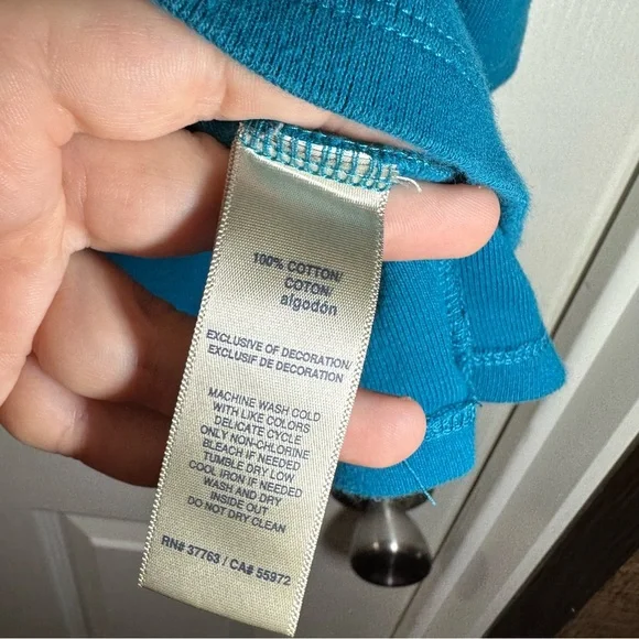 Rafaella Blue/Teal Knit Scoop Neck 3/4 Sleeve Blouse 3X - Picture 6 of 8